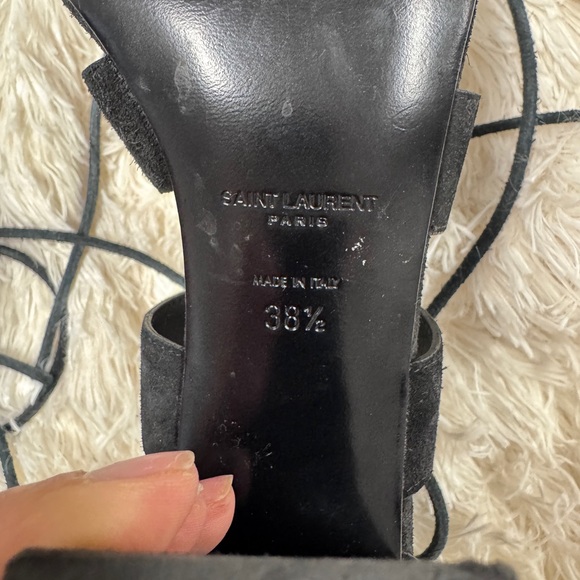 Saint Laurent Suede Lace-Up Heels - black, 38.5 - Picture 5 of 6